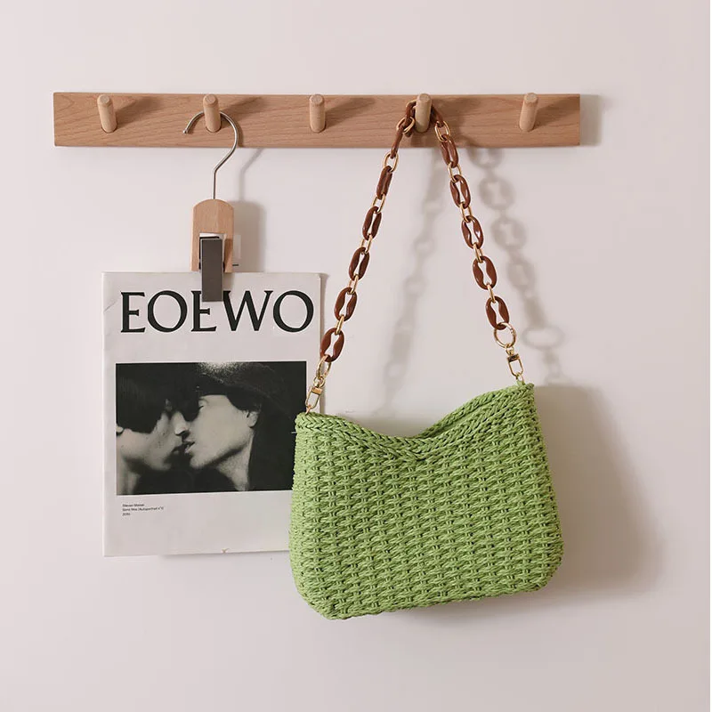 Bolso de paja tejido de gran capacidad para mujer, bolsa tipo cubo, estilo bohemio, ideal para vacaciones y playa, novedad