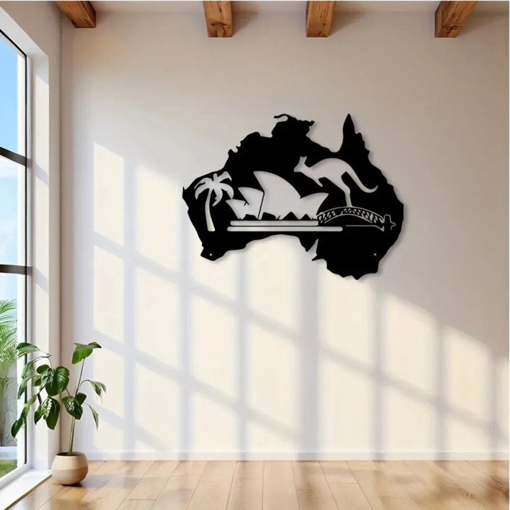 Kangaroo Metal Wall Art Black Decorative Plaque for Home Office Indoor Outdoor Gift