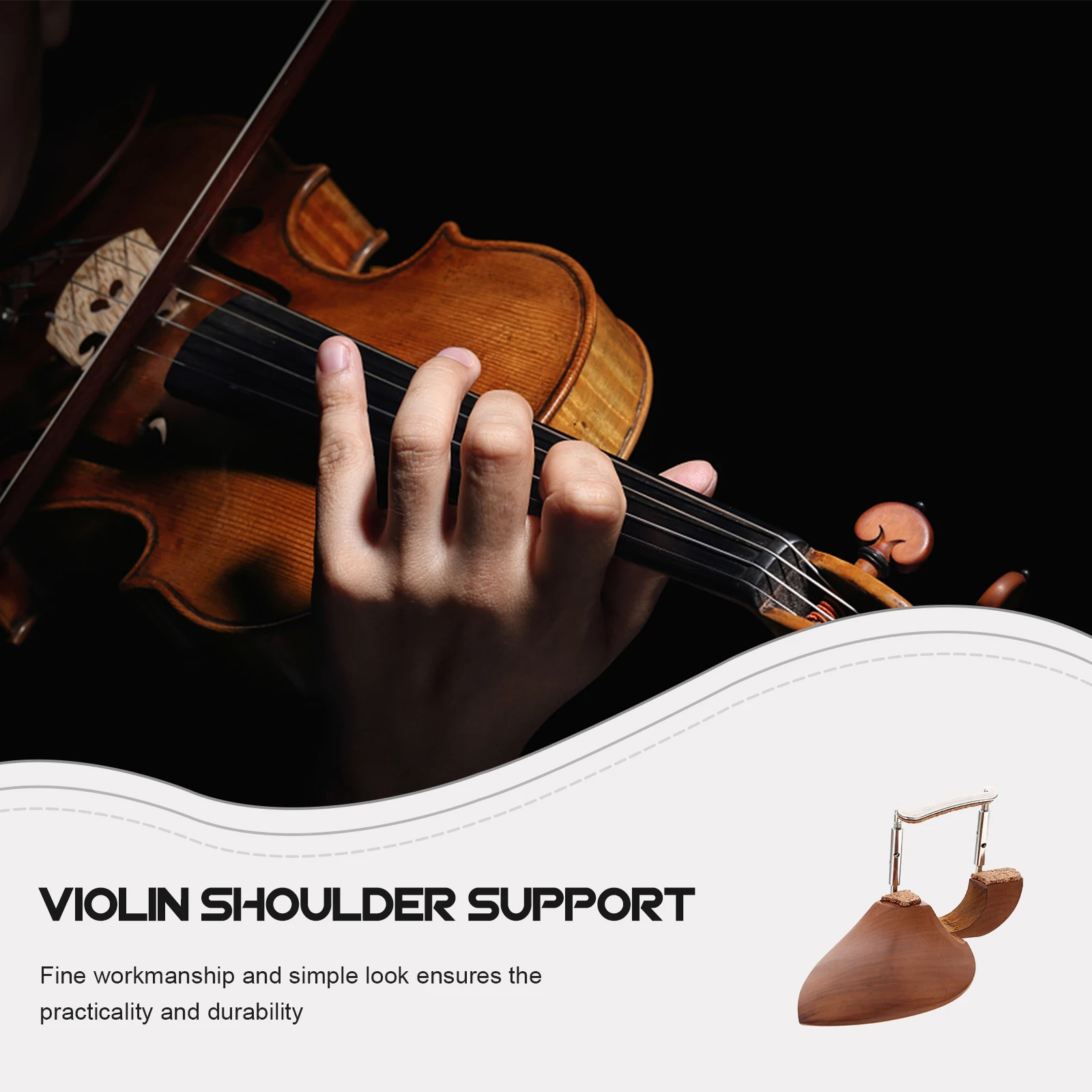 

Wooden Violin Chin Rest Durable Comfort Simple Design Metal Material Long Term Use Accessories Support Pad Holder Musical