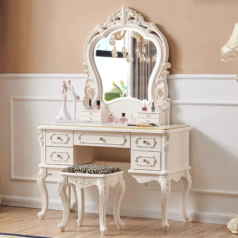 

Girls Modern Dressing Table Bedroom European Luxury Drawers Dressing Table Storage Nordic Coiffeuse De Chambre Salon Furniture