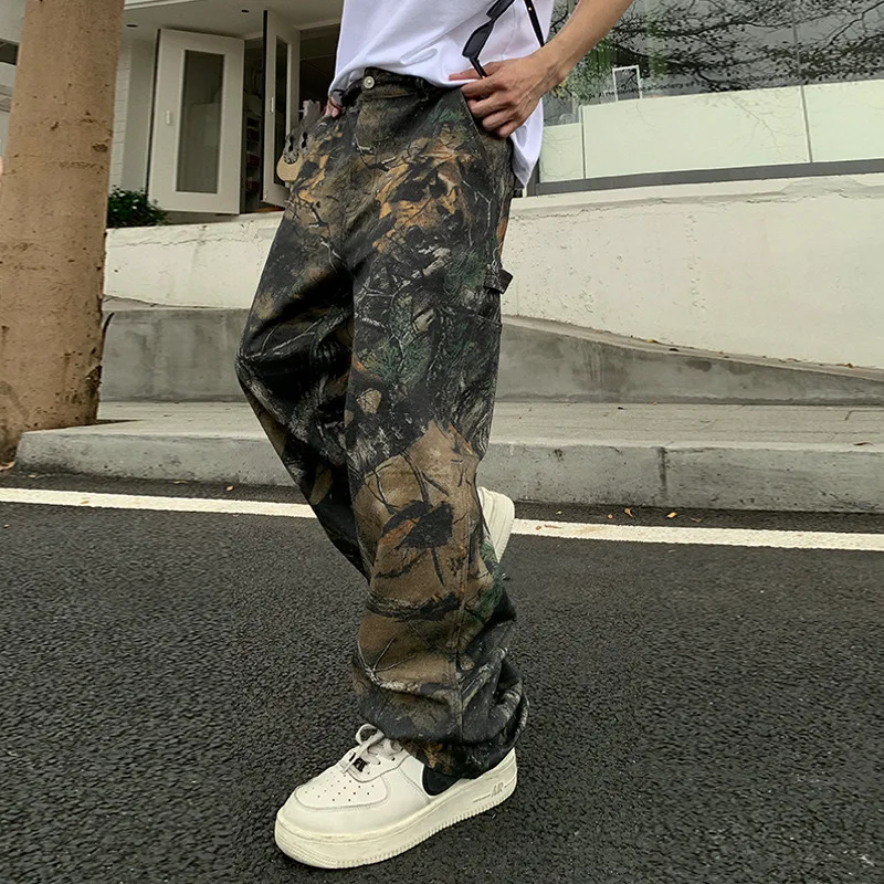 WTHT Vintage Herren Unregelmäßige Graffiti Gerade Denim Hosen Mode Amerikanischen Stil Hohe Taille Jeans Männlich 2025, Sommer 2A0678