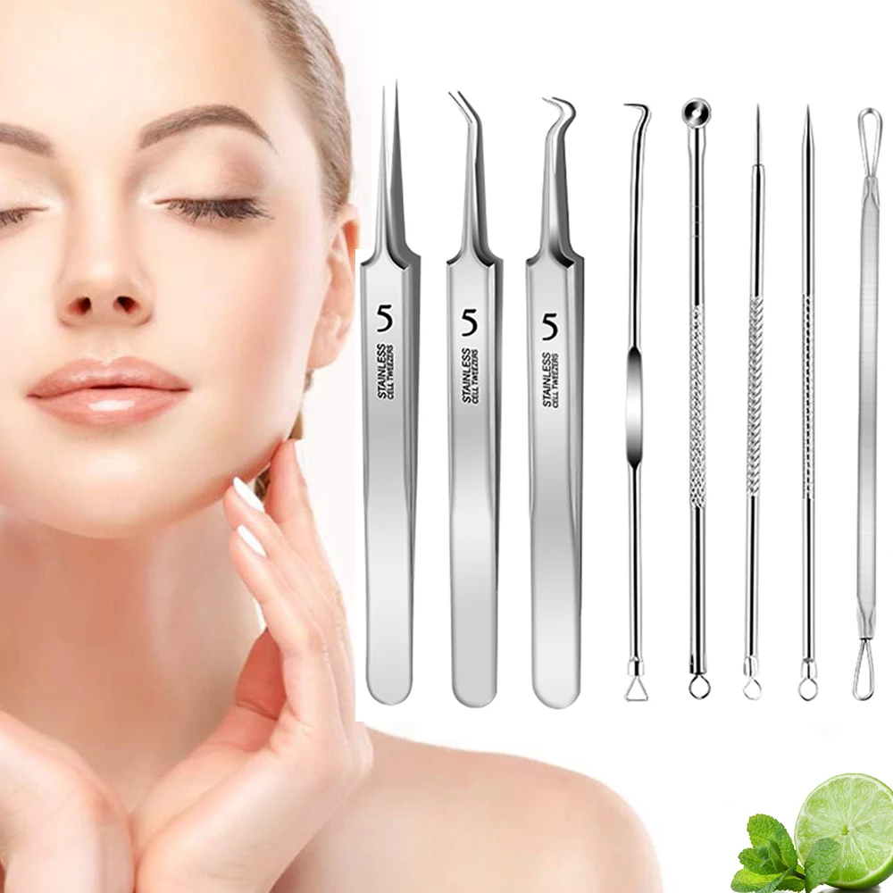 مجموعة إبر إزالة حب الشباب من الفولاذ المقاوم للصدأ حادة للغاية، مزيل الرؤوس السوداء، مجموعة أدوات استخلاص حب الشباب المحددة في صالونات التجميل #4