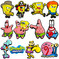 12pcs/set Shoe Charms DIY Spongebob Accessories For PVC Decorations Fit to Bubble Slides Sandals
