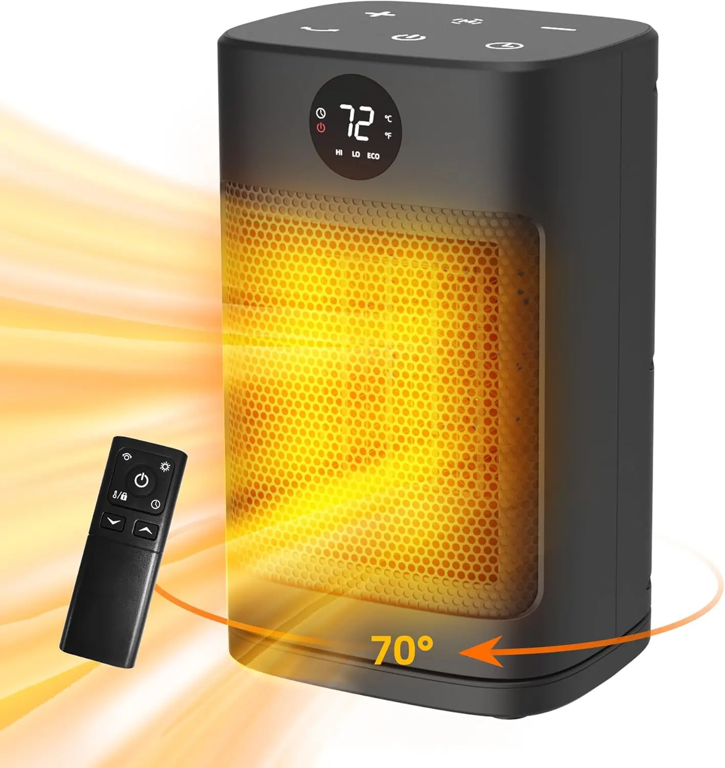 

1500W Portable Space Heater with Remote, LED Display, Thermostat, 70° Oscillation, 12H Timer – Ideal for Office, Room, Bedroom