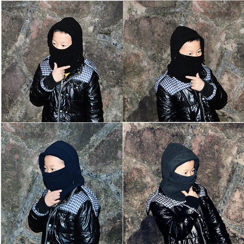 

Windproof Winter Balaclava Hood For Kids Unisex Adjustable Face Mask With Drawstring Closure Warm Neck Protector For