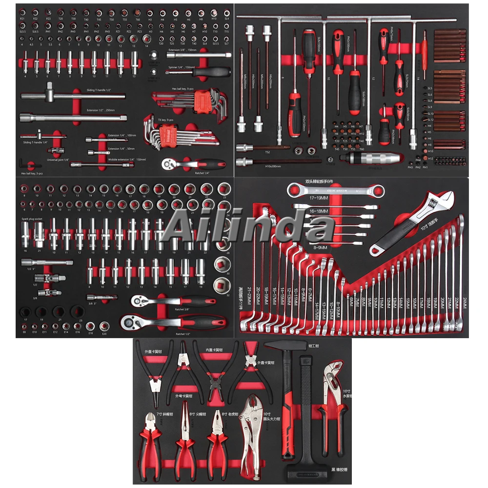 324-Piece Auto Repair Tools Set CRV Hand Tools Hammer Knife Wrench Combination with Toolbox