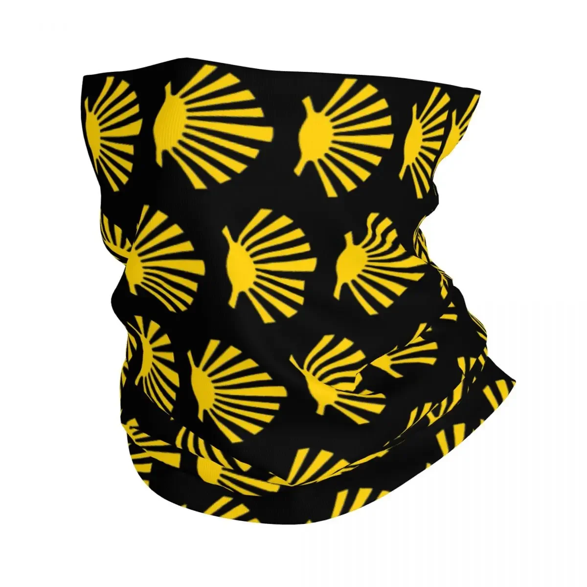 Camino De Santiago Symbol Large Yellow Scallop Shell Bandana Neck Gaiter Printed Wrap Mask Scarf FaceMask Hiking Fishing