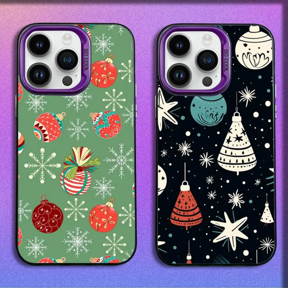 

Christmas Ball Pattern Phone Case For iPhone 17,16,15,14,13,12,11,Pro,Max,Plus,E,SE4,Air,Mini Purple IMD Box