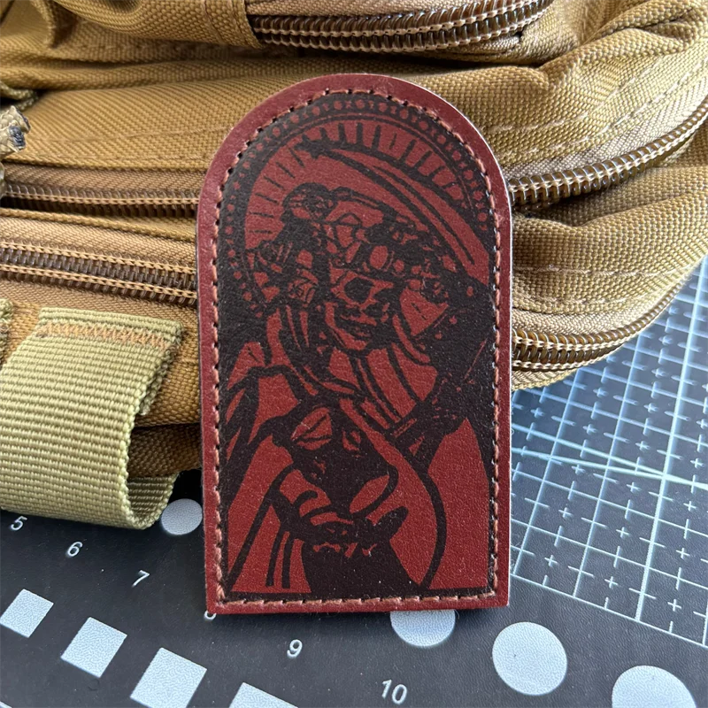 PU Reaper Skull Tactical Patch Hook & Loop Leather Morale Badge Skeleton Warrior Patches Military Armband Backpack Death Sticker