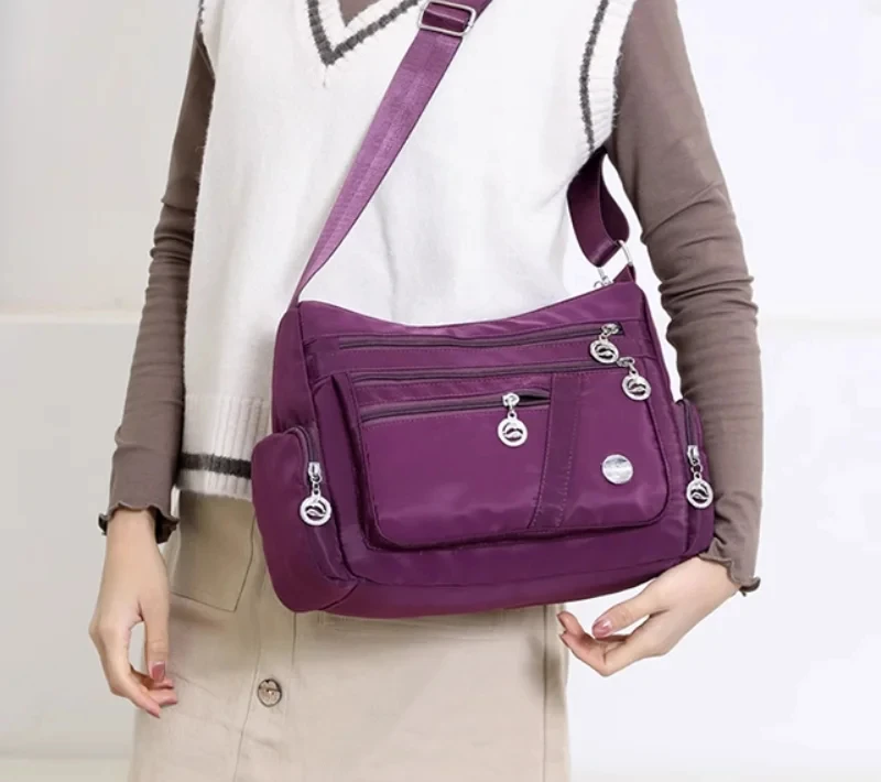 Umhängetasche für Damen, wasserdichte Tragetasche, lässige Nylon-Geldbörse, Handtasche, RFID, leichte Umhängetasche – Detail 12