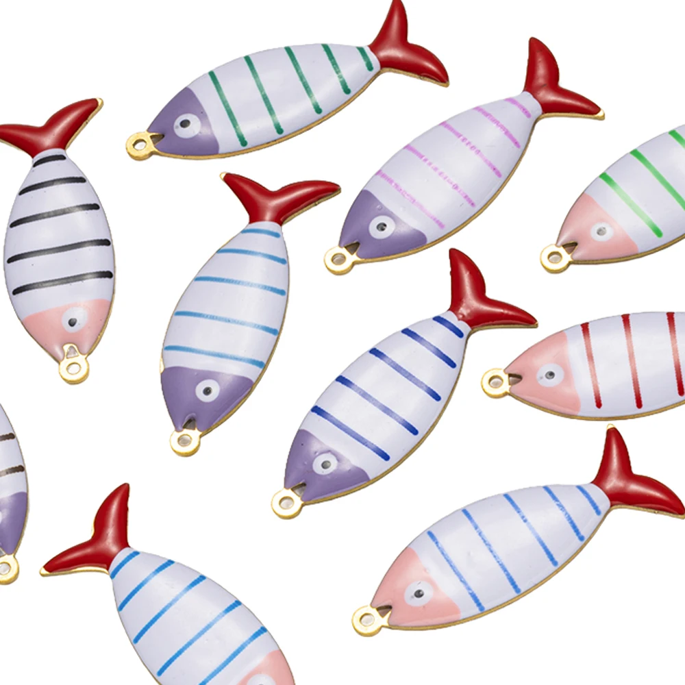 2/6/10 Stuks Meerdere Stijlen Metalen Emaille Visgraten Charms Hanger Voor Diy Armbanden Ketting Sieraden maken Levert Accessoires