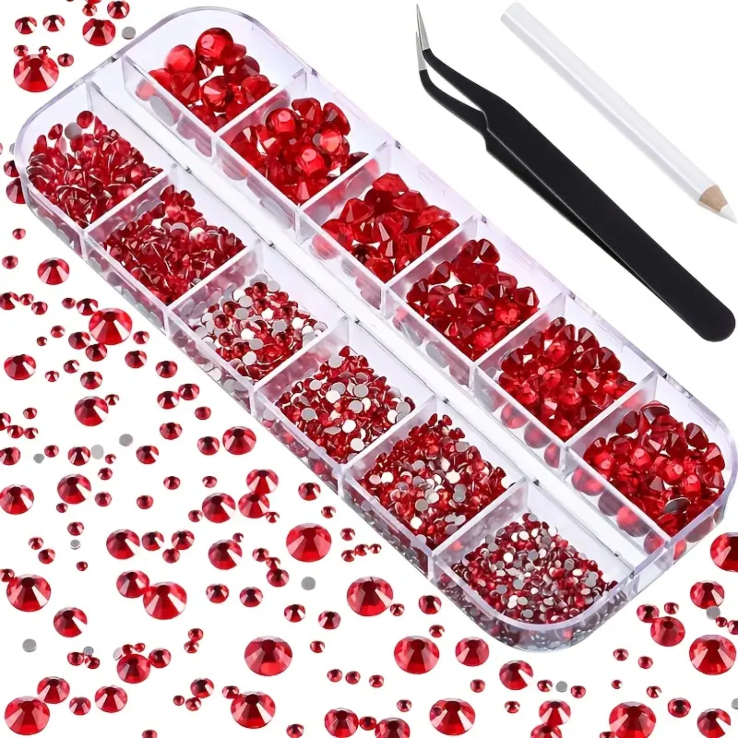 

Glamorous Exquisite Crystal Rhinestones Set with 2150 Pcs Flat Back Gems in 6 Various Sizes Including Handy Pick Up Tweezer and