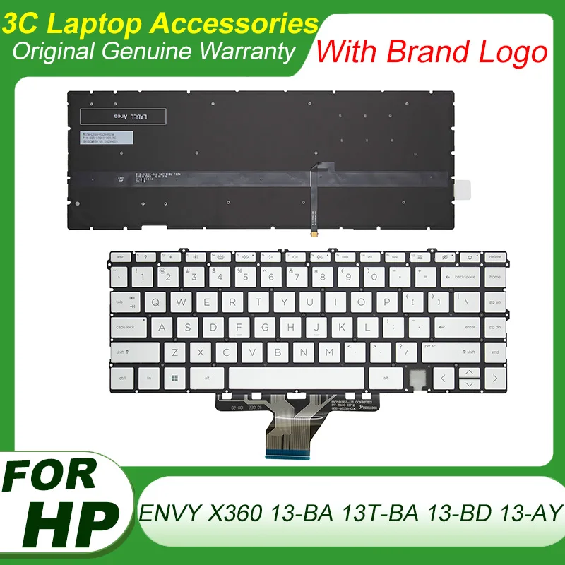 

New US RU Japan Spain Keyboard For HP ENVY X360 13-BA 13T-BA 13-BD 13-AY TPN-C147 TPN-C152 Laptop Backlight Keyboard Silver Gold