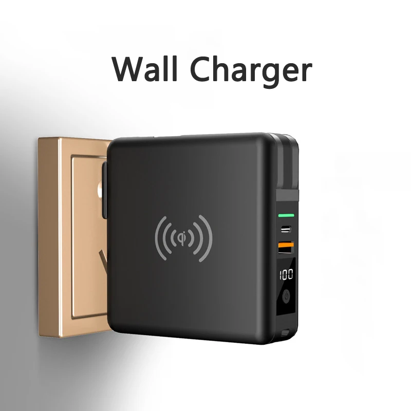 

15W Wireless Charger Power Bank USB C Wall Charger 10000mAh Portable Charger Built in Cable for iphone 15 Xiaomi Huawei Samsung