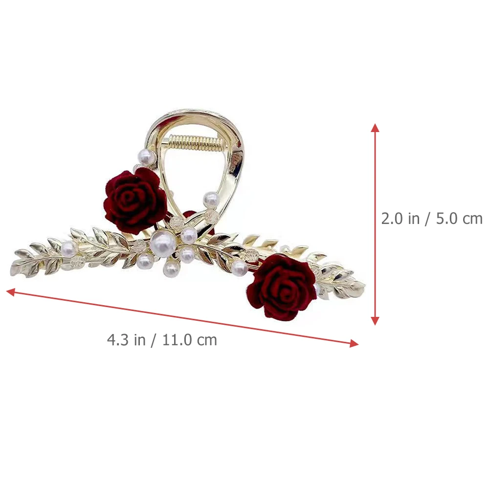 

Flower Hair Claw Clip Pearl Back Hair Clamp Holder For Women Metal Claw Clips Large Size Elegant Design Daily Party