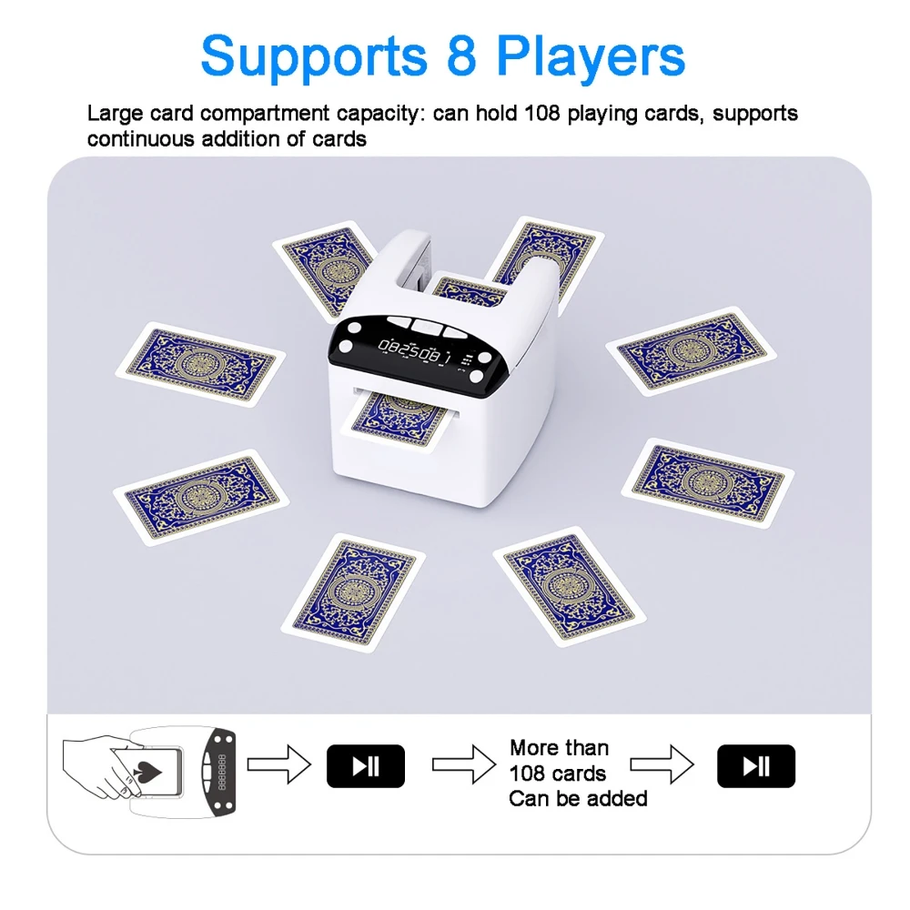 Automatic Card Dealer Adjustable Card Dealing Speed 4000mAh Battery Electric Card Dealing Machine For Outdoor Camping, Parties