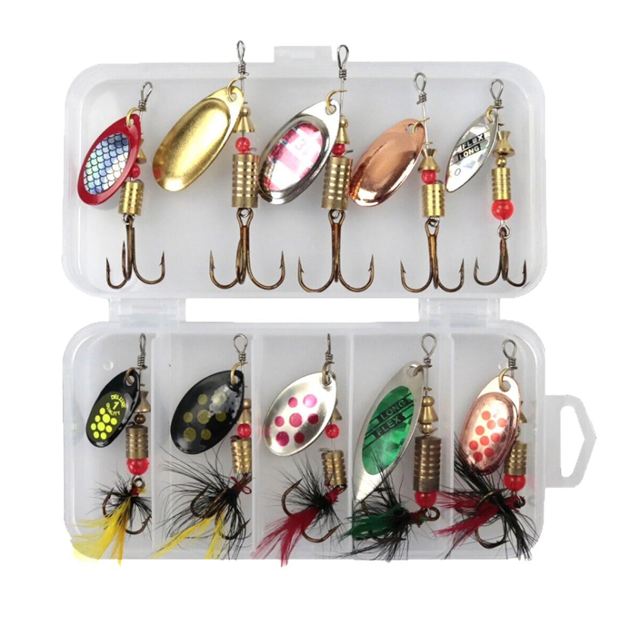10pcs Set Metal Spoon Spinner Fishing Lure Spoonbait Crankbaits Fishing Wobblers For Pike Crochet Kit Artificial Bait