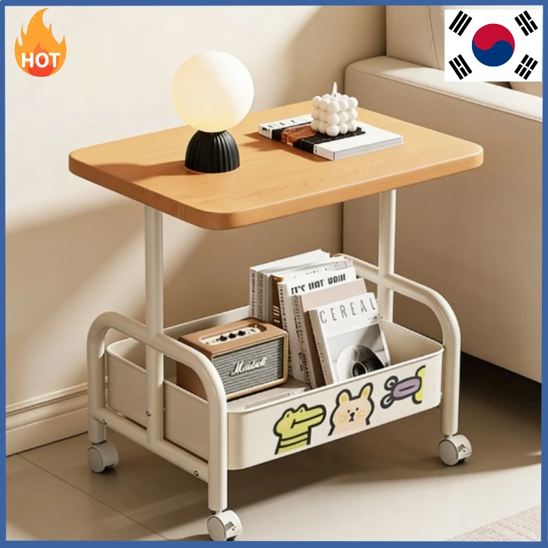 

﻿ Мобильный столик-подставка для ноутбука с двумя ярусами и корзиной – идеально подходит как приставной столик к дивану или прикроватная тумбочка