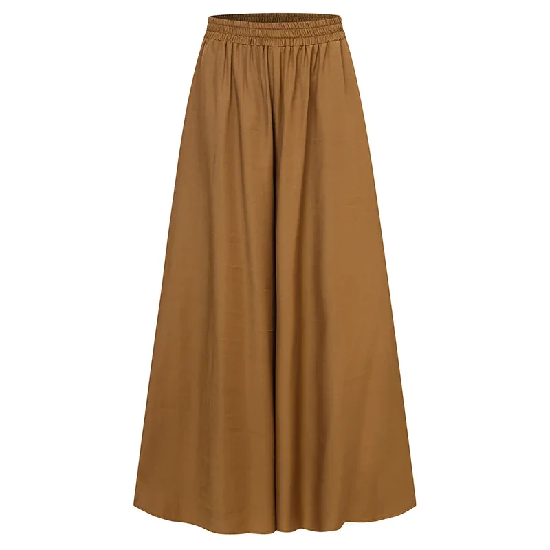 Spring And Summer Women's Plus Size Wide Leg Pants Ice Silk Fold Retro Minimalist Mid Rise Elastic Drape Straight Leg Trousers