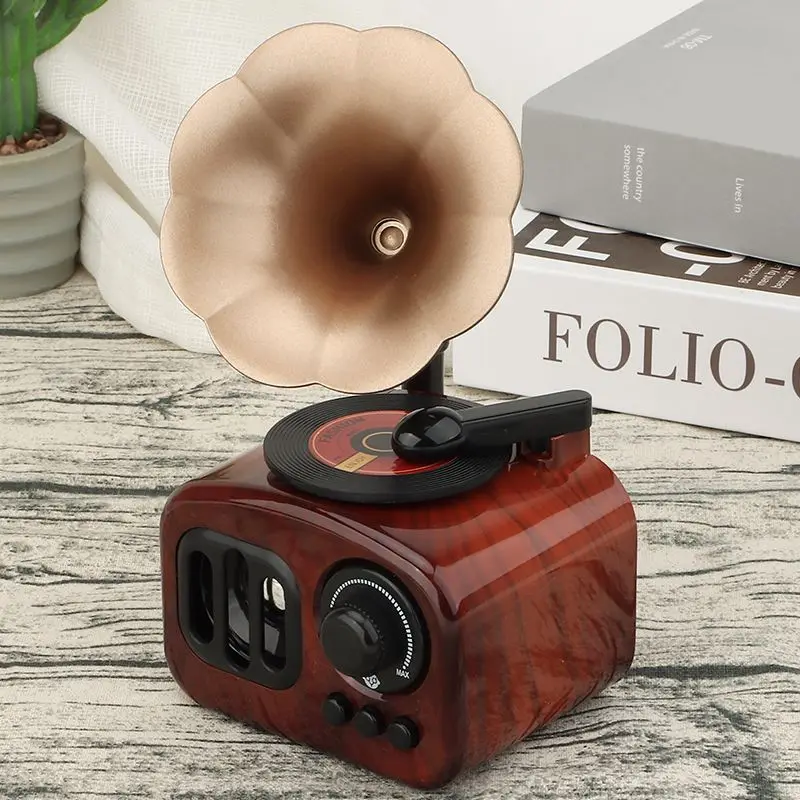 Creative Classical Retro Phonograph Music Box Fun Antique Vintage Art Crafts Birthday Gift Home Decoration Antique Vintage Decor