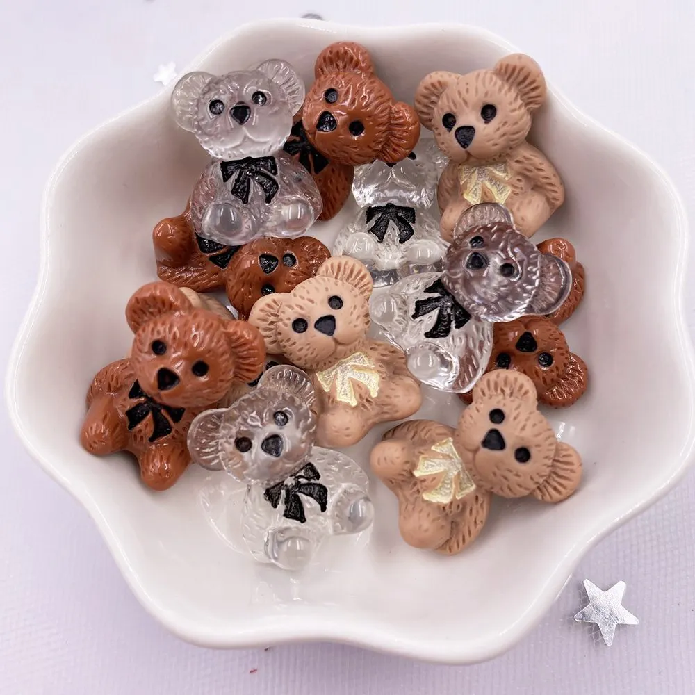 10PCS Hand Painted Resin Kawaii Colorful Bear Flatback Stone Figurine Scrapbook DIY Decor Home Accessories Crafts M113