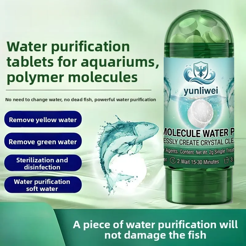 Planted Aquarium Yellow Water - Aquatische Wasserreinigungstabletten Polymer-Aquariumtabletten Entfernen Gelb-Grünes Wasser