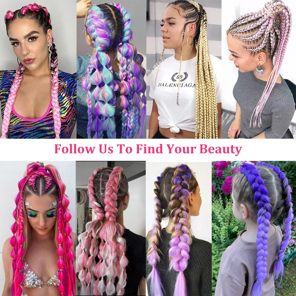 Dream Like 24 Inch Jumbo Braid Hair Synthetic Ombre Pre Stretched Braiding Hair Extension For Women Pink Purple Yellow Wholesale