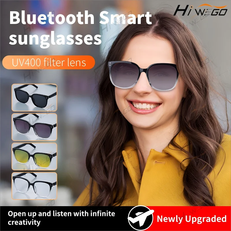 HIWEGO AI Smart Bluetooth Glasses Polarized Sunglasses Open Audio Hands-Free Calling Sports Anti-Blue Light Intelligent Eyewear