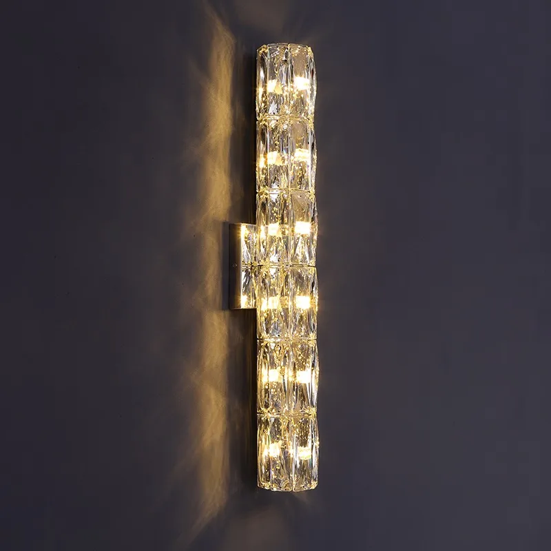 Modern simple light luxury high-end crystal wall lamp, living room TV background wall corridor bedroom bedside long wall lamp