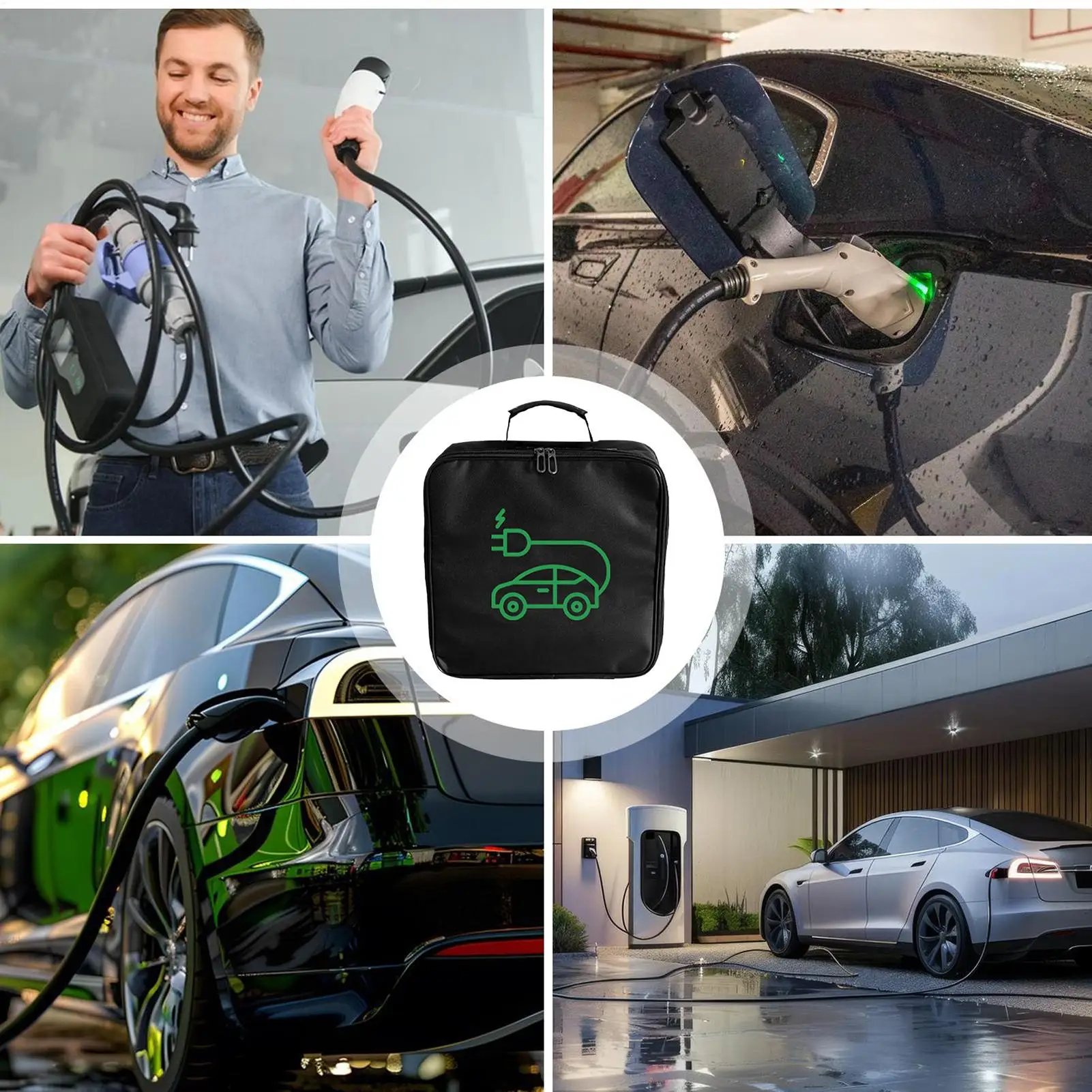 Car Charger Organizer Bag Wear Resistant Fabric Built In Handle Lightweight Carry Design Neatly Store EV Charging Equipment view 5