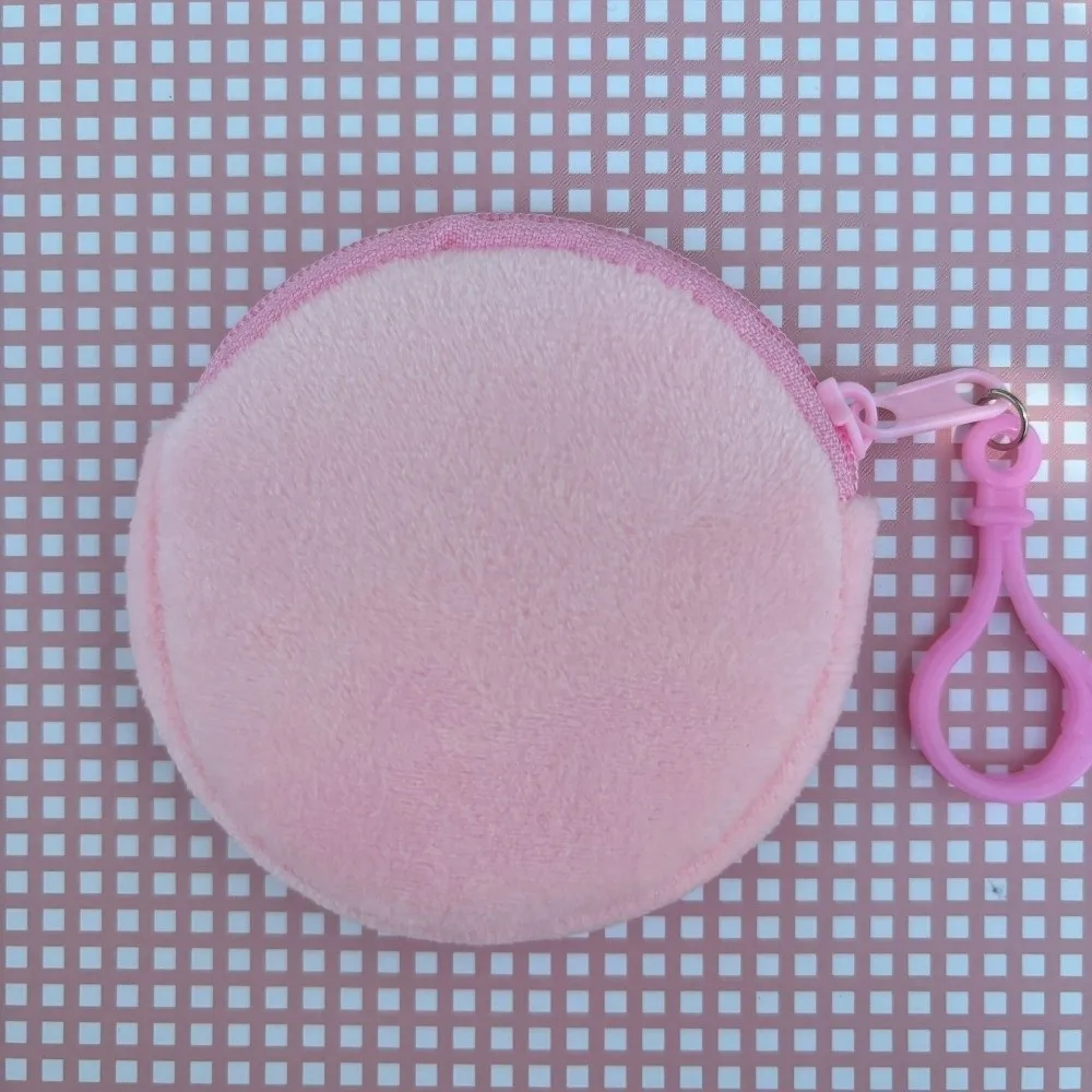 

Fashion Solid Color Coin Purse Cute ID Card Bag Kawaii Style Round Shape Keychain Wallet Women's Use