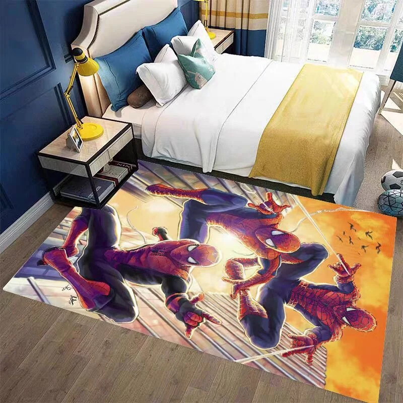 MINISO Disney Spider-man Cartoon Kids Bedroom Bedside Carpet Living Room Non Slip Soft Mat Sofa Coffee Table Rugs for Home Decor