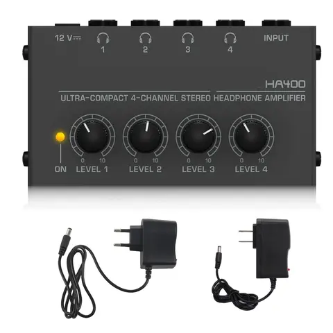 4 Channels Mini Stereo Headphone Amplifier HA400 Headphone Distributor Ultra-Compact With Power Adapter EU US Plug Adapter