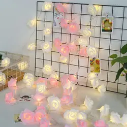 LED Rose Flower Fairy Lamp, bateria AA, luzes de corda, decoração de casa, festa, namorados, casamento, 10 lâmpadas, 20 lâmpadas