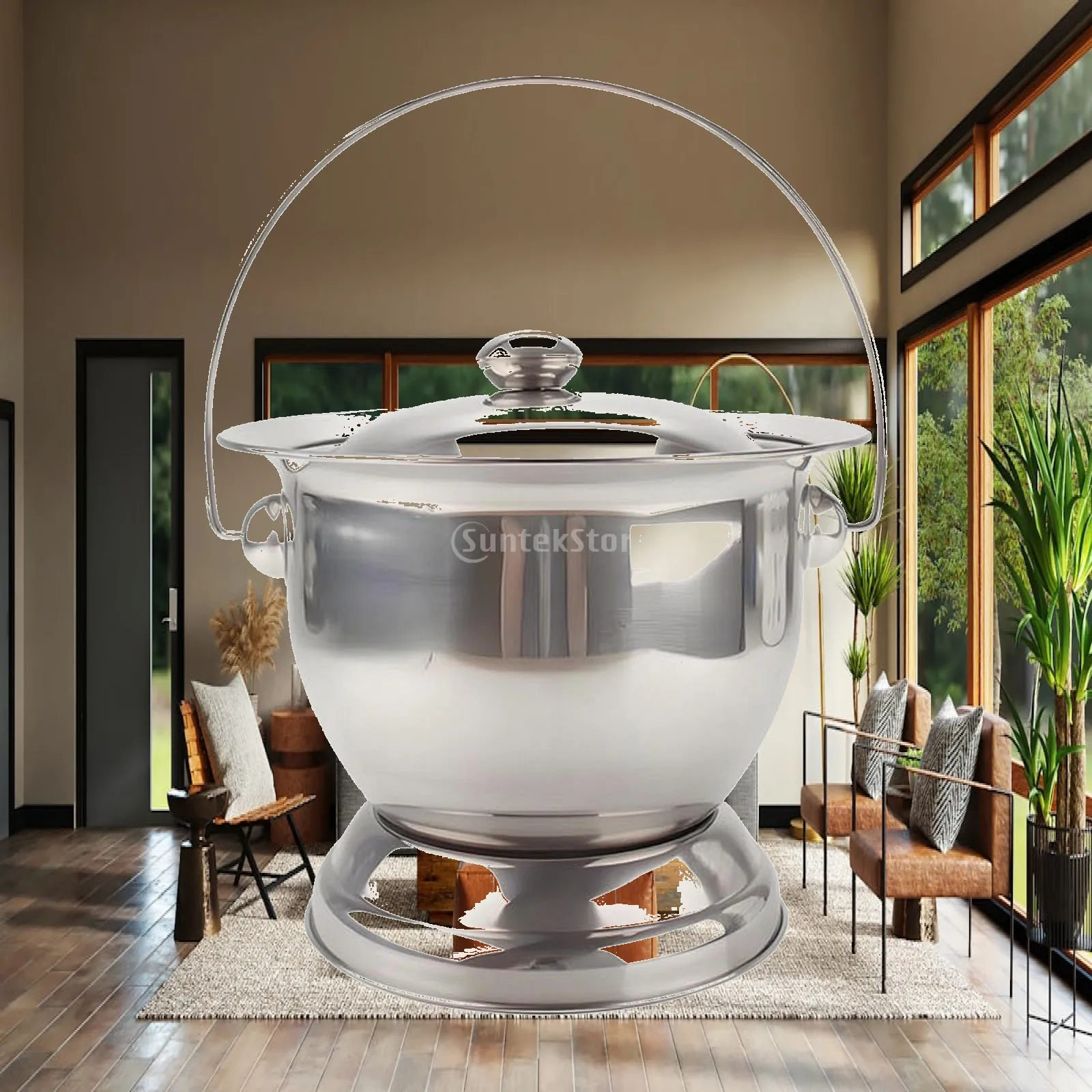 Stainless Steel Bedside Commode Portable Toilet with Lid and Handle for Seniors Adults Disabled Use