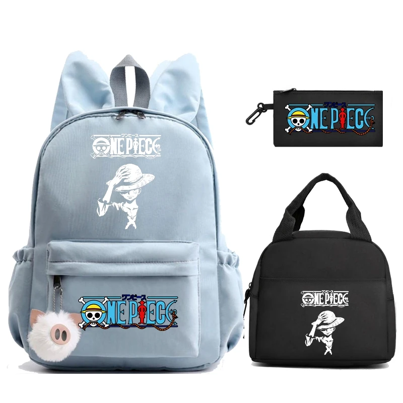 3 pz/set Anime One Piece zaino con Lunch Bag astuccio Back To Schoolbag per Boy Girl Bag uomo donna borsa da viaggio Mochila
