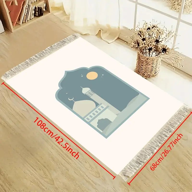 VIKAMA Morandi Mosque Star Moon Worship Blanket Wear resistant Prayer Kneeling Worship Mosque Pilgrimage Prayer Mat