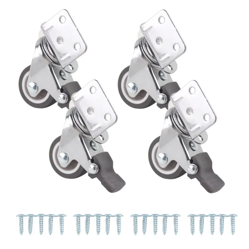 NEW HOT In Stock-Side Mount Casters,Casters Set Of 4 With Brake,L-Shape Plate Small Wheels For Furniture,Cabinet Casters