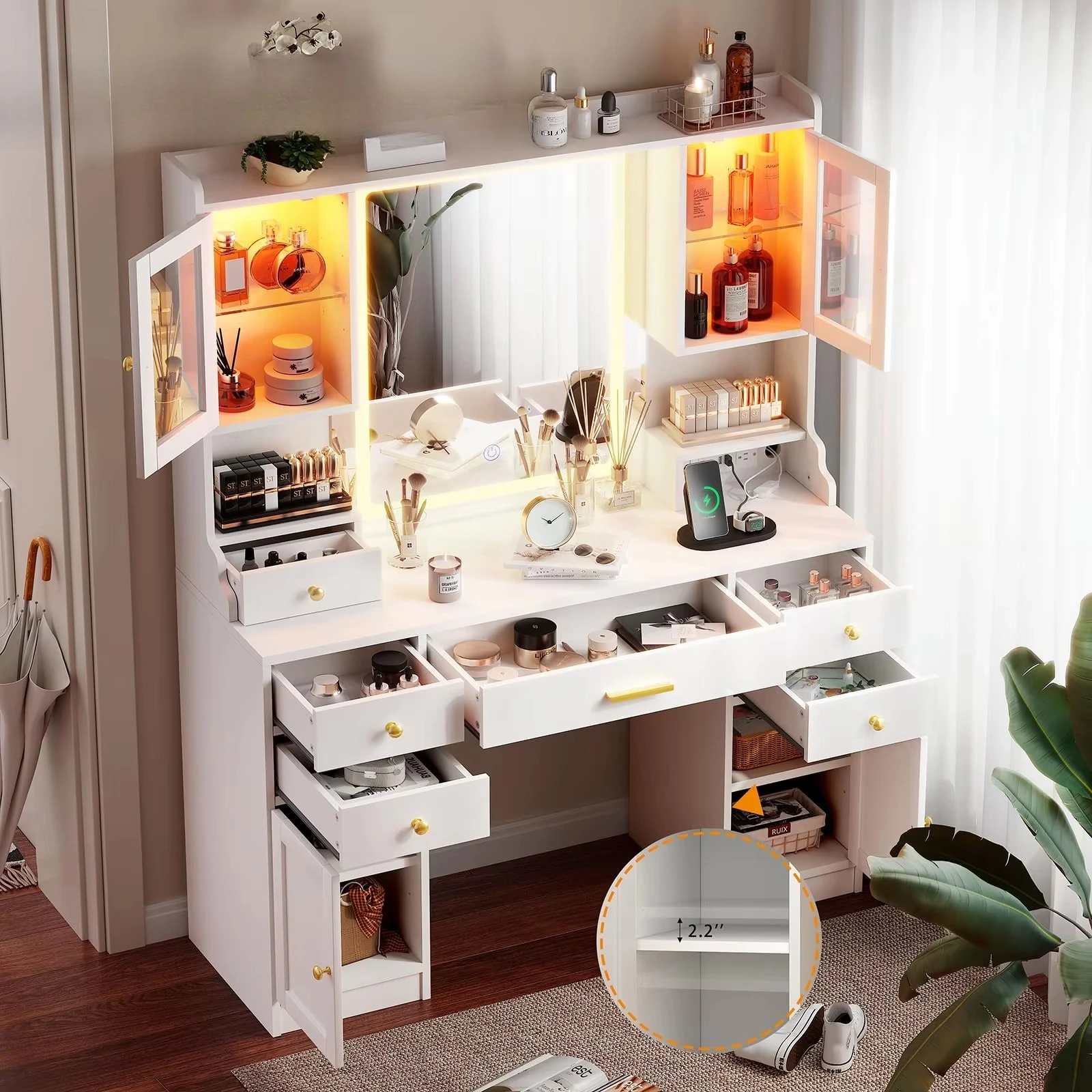 #Large Multi Storage Drawers M - Desk Vanity Setup 评论和价格