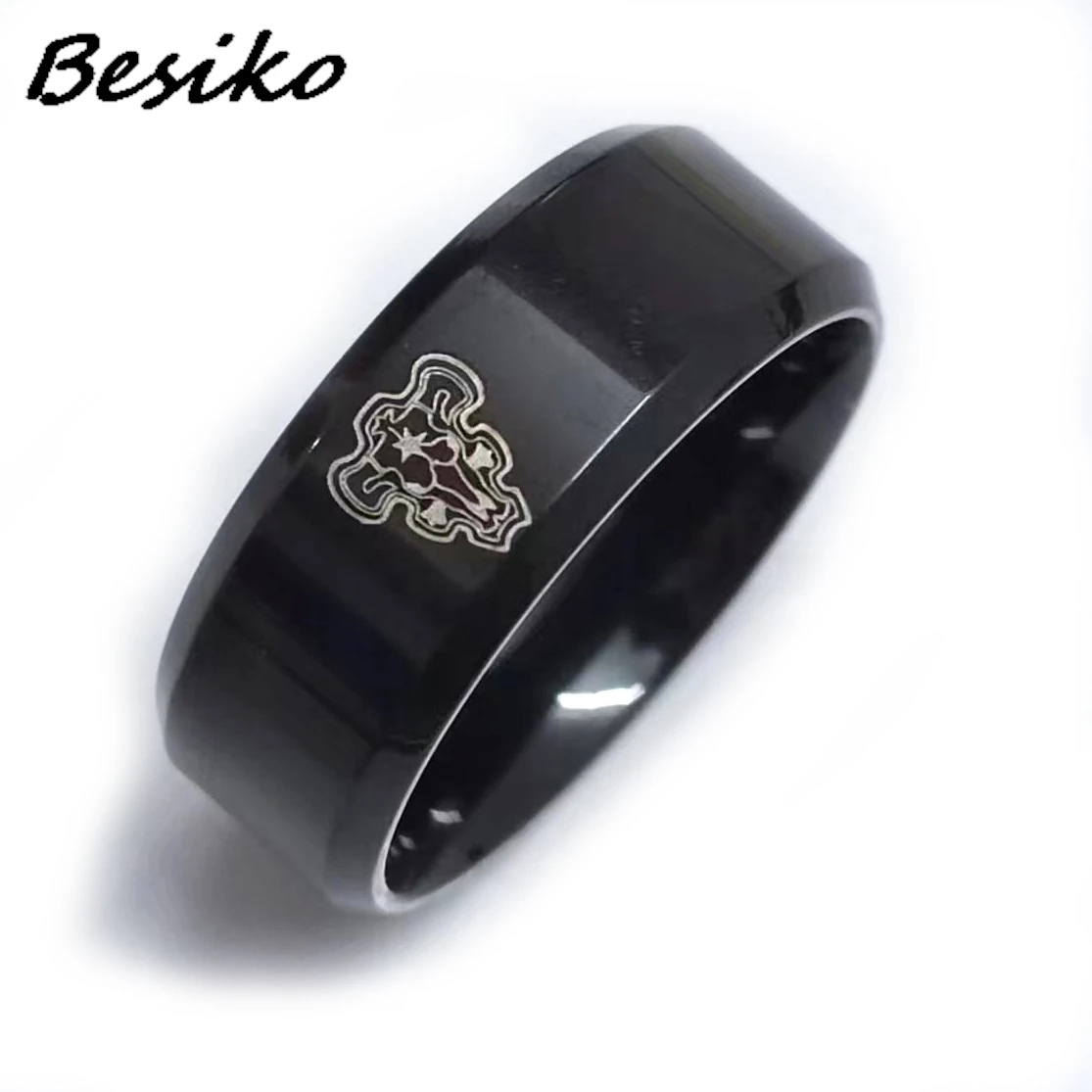 Besiko 8mm Anime Black Clover Rings Stainless Steel For Women Men Anime Fans Ring Jewelry Dropshipping