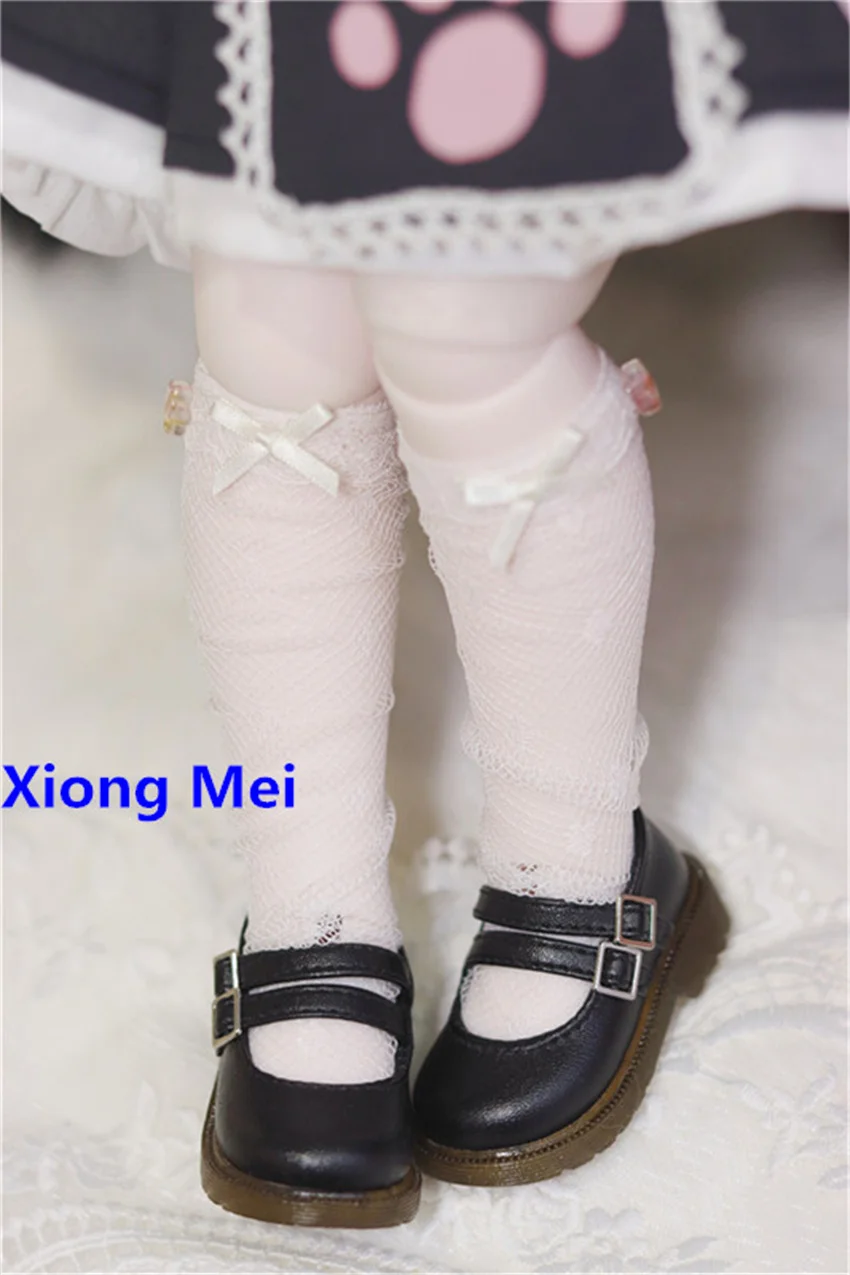 Spot Inventory BJD MSD MDD 1/4 1/6 Girls Cute Soft Soled Round-Toe Chunky-Heel Girls\' Leather Shoes BJD Doll Accessories