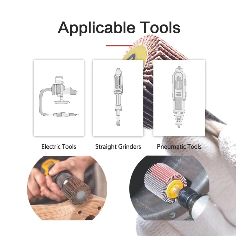 10x10mm Mini Sandpaper Grinding Flap Wheel Emery Cloth Sanding Disc Rotary Shutter Polishing Set 80/120# for Dremel Rotary Tool