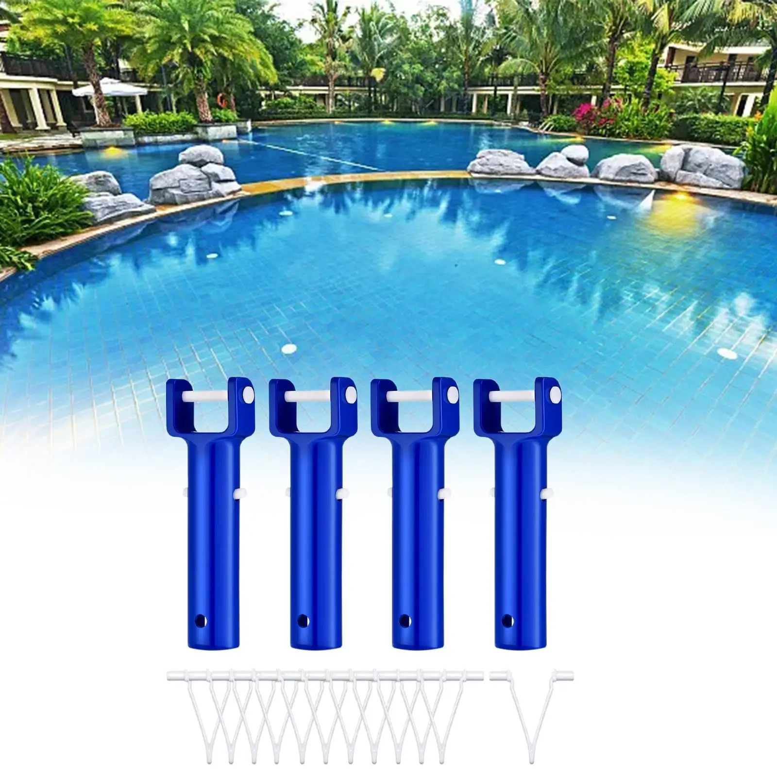 4x V Handle with 12Pcs V Clips Replaces for Swimming Pool Pool Brushes