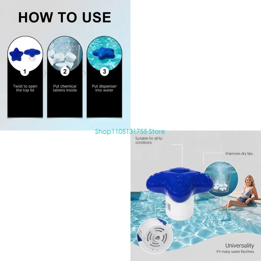 K0EF Backyard Pool Maintenance Dispenser for Chlorine Tablet Care, ABS Case with Star Top for Routine Daily Swimming Pool Water