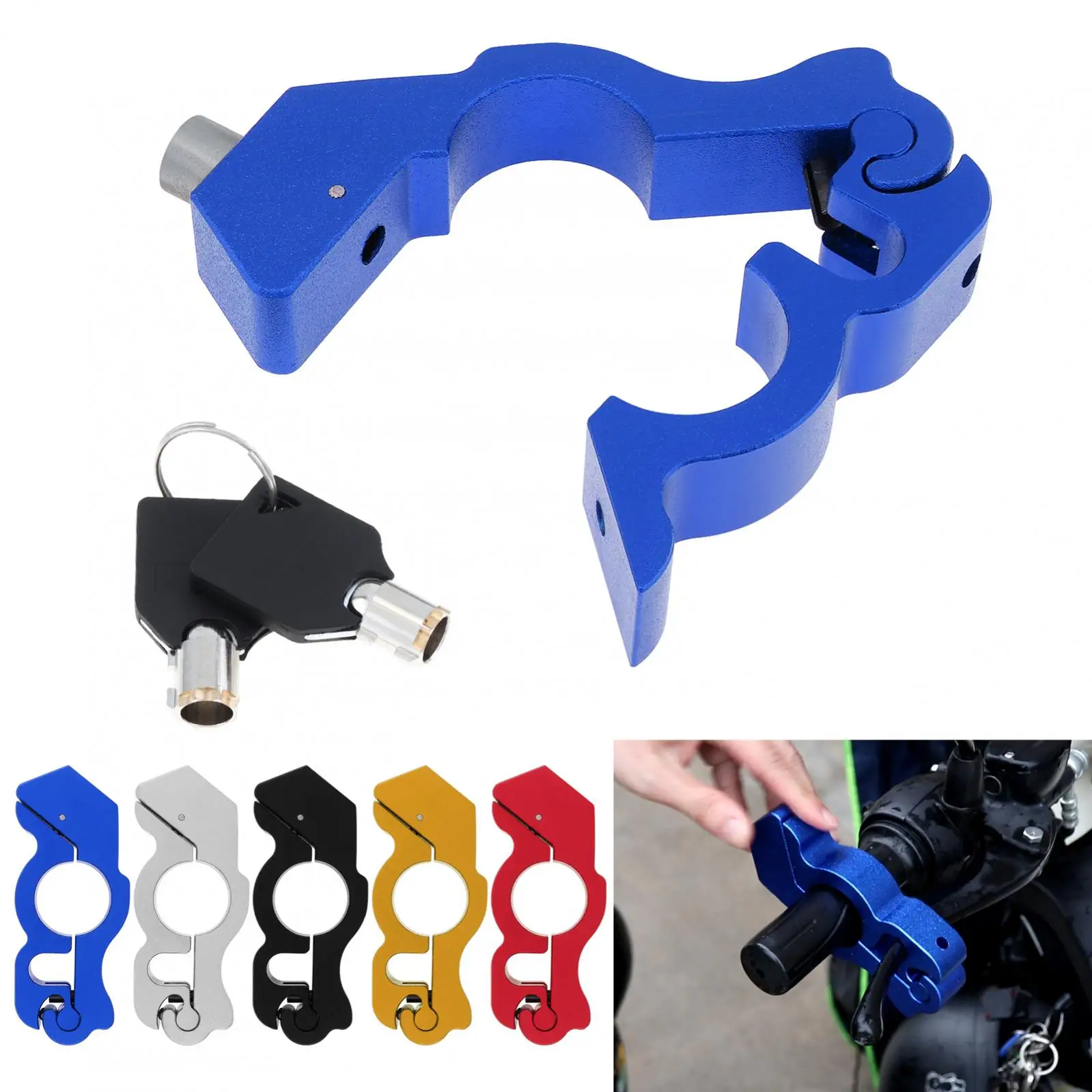 CNC Aluminium Alloy Heavy Duty Anti Theft Handlebar Lock for Motorcycle Scooter ATV Dirt Street Bikes with 2 Key,Grip Brake Lock