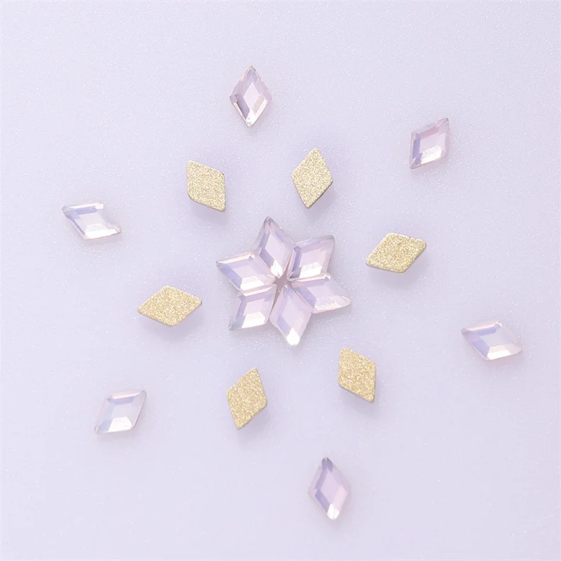 Glass Pink Opal Flatback Rhinestones Glitter Non Hotfix Glue On Beads Rhinestone For Needlework Nails Art Garment Decorations