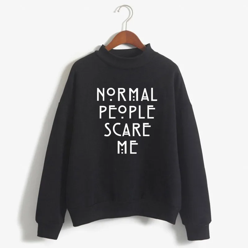 

Normal People Scare Me Print Women Sweatshirt Korean O-neck Knitted Pullover Thick Autumn Winter Candy Color Loose women Clothes