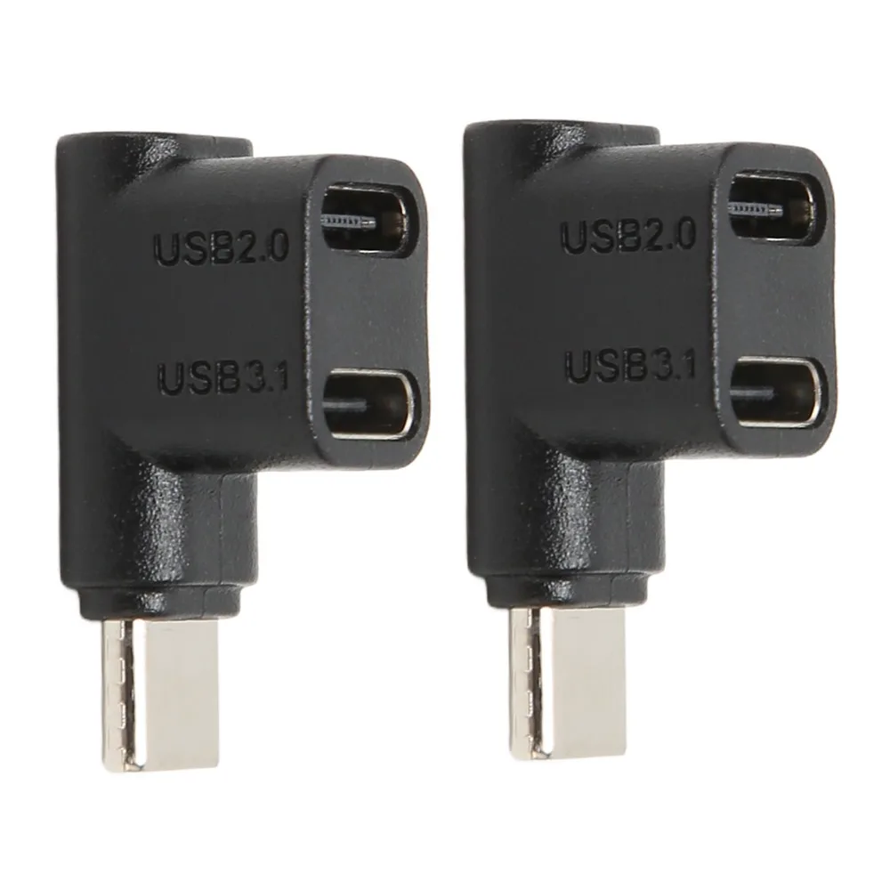2PCS 10Gbps USB C Adapter 4K@60Hz 100W USB C Splitter 90 Degree Angle USB 3.1 Type C Male to USBC 3.1 USB C2.0