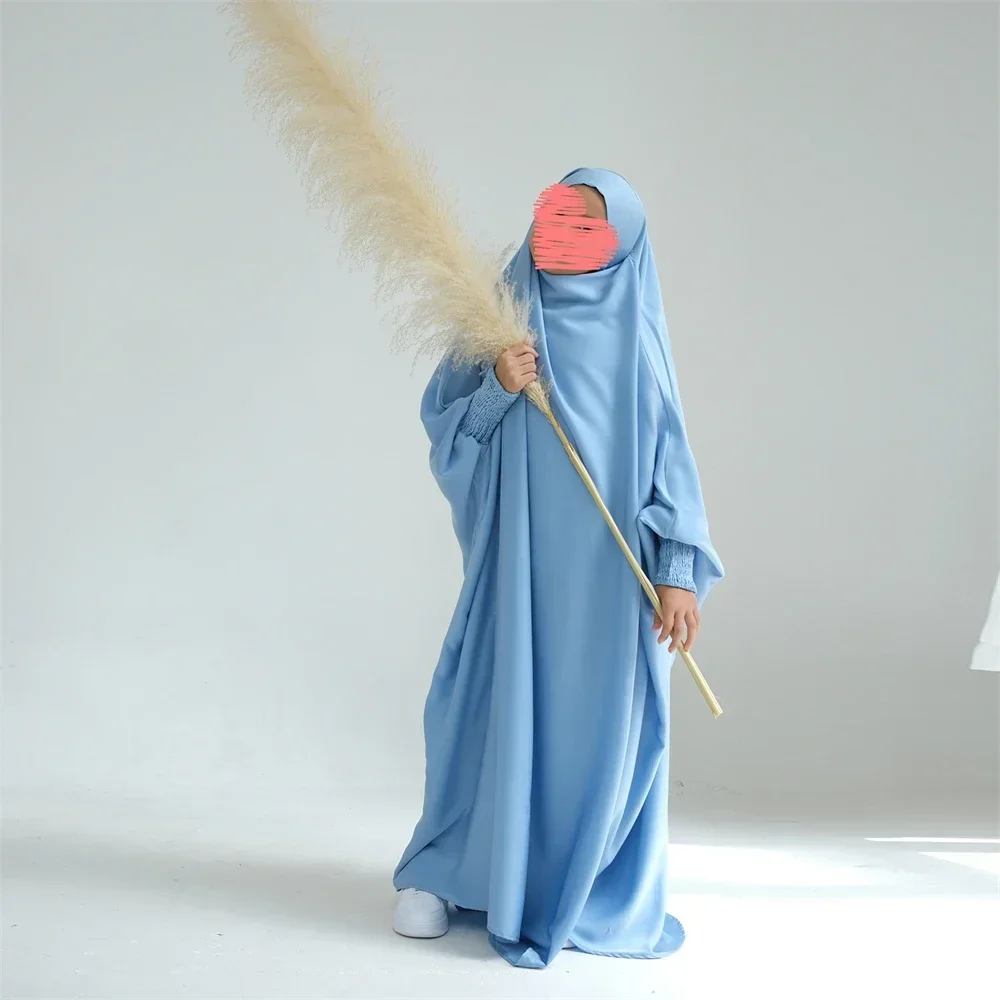 

Eid Djellaba Hooded Abaya for Girls Kids Muslim Children Hijab Dress Prayer Garment Robe Ramadan Islam Clothing Kaftan Jalabiya