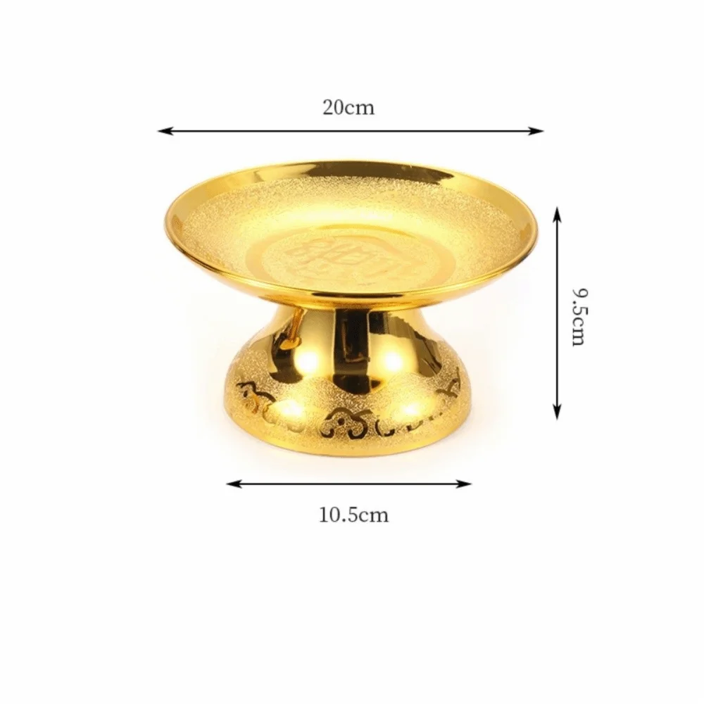 New Vintage Golden Lotus Tray Household Ornament Offering Plate Classic Decorative Fruit Tray Temple Worship